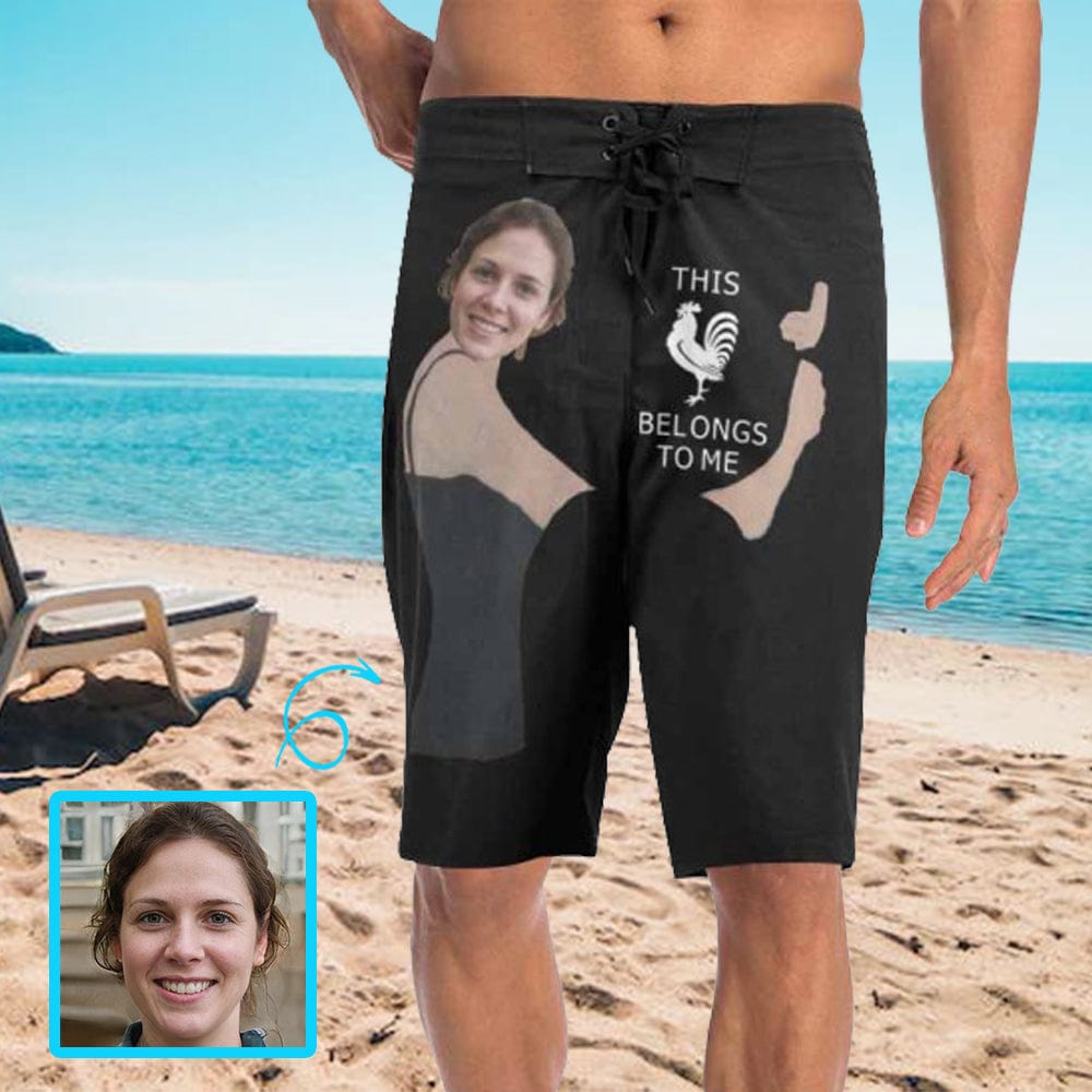 Custom Custom Face Belongs to Personalized Photo Men's Beach Shorts Drawstring Shorts - YesCustom