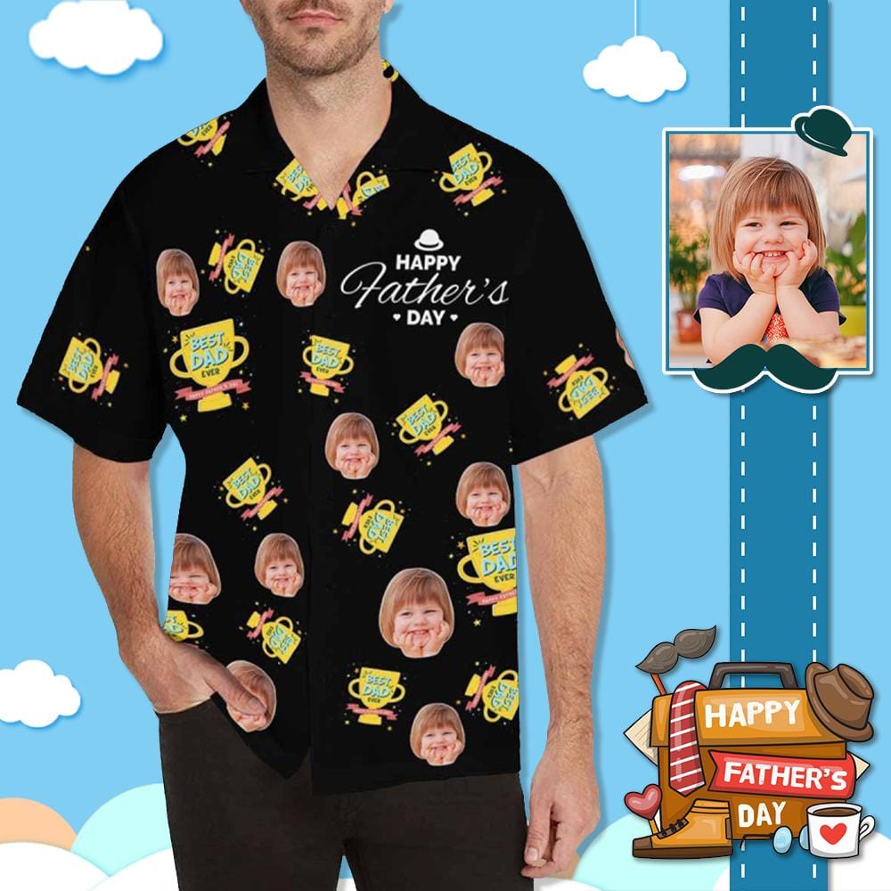 Custom Custom Face Best Dad Ever Men's All Over Print Hawaiian Shirt - YesCustom