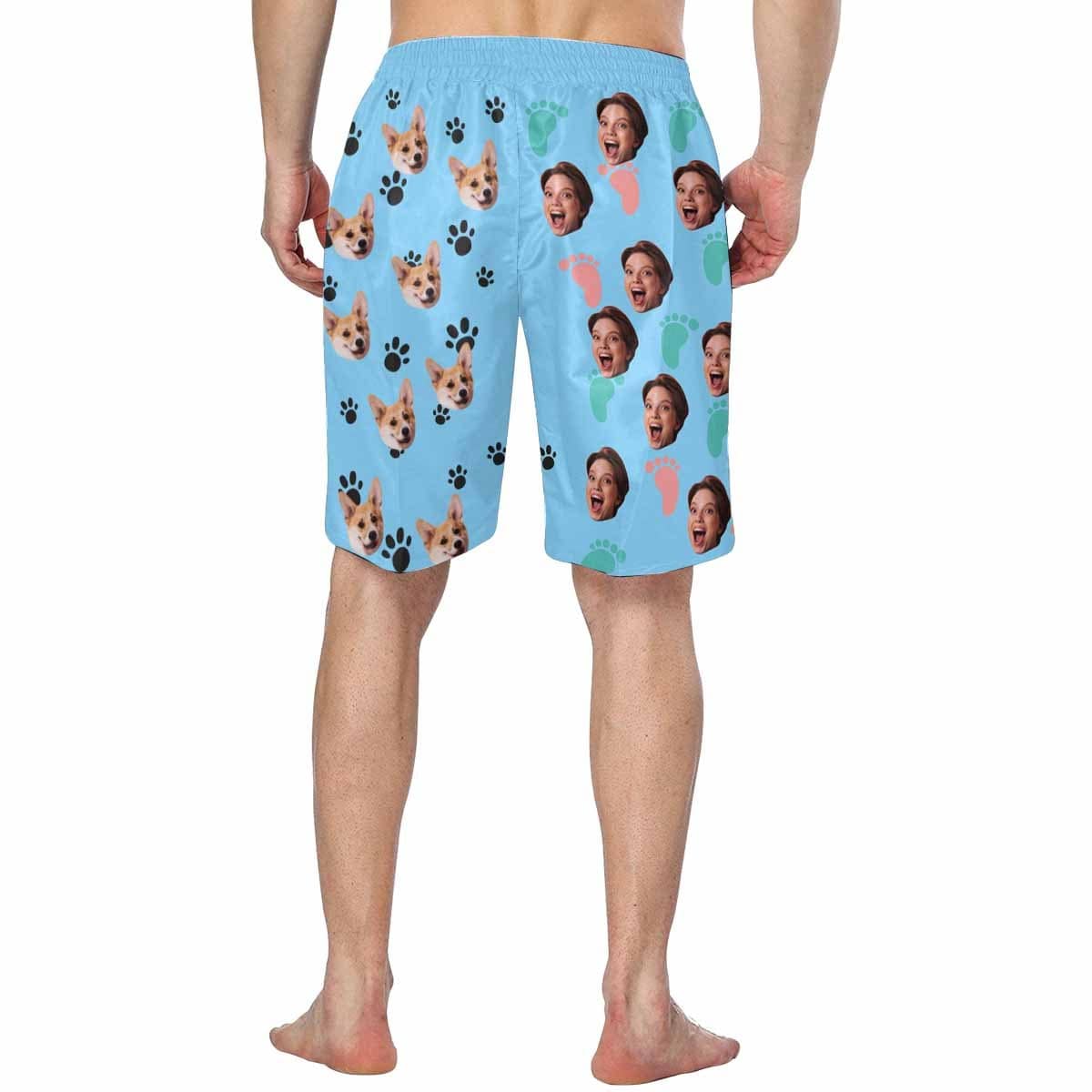 Custom Custom Face Best Friend Personalized Photo Men's Elastic Beach Shorts - YesCustom