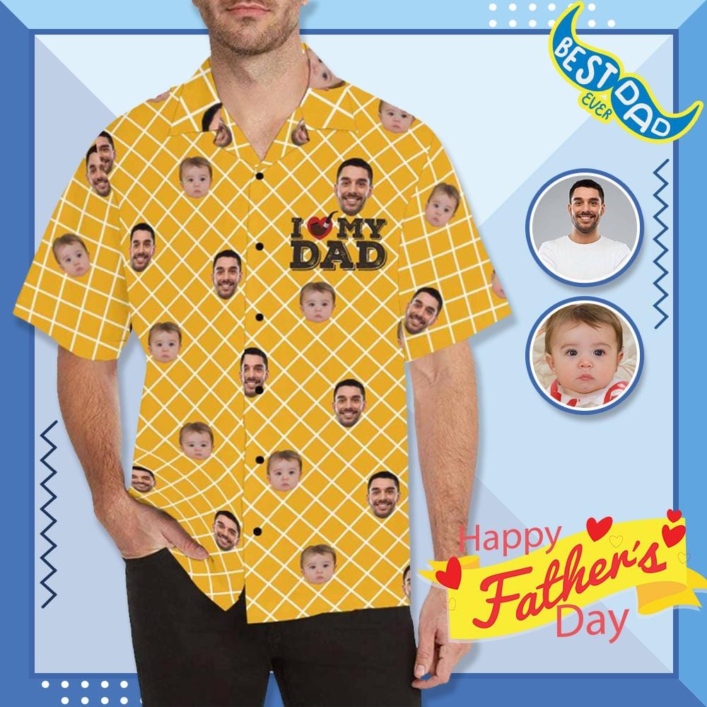 Custom Custom Face Best Gift For Dad Men's All Over Print Hawaiian Shirt - YesCustom