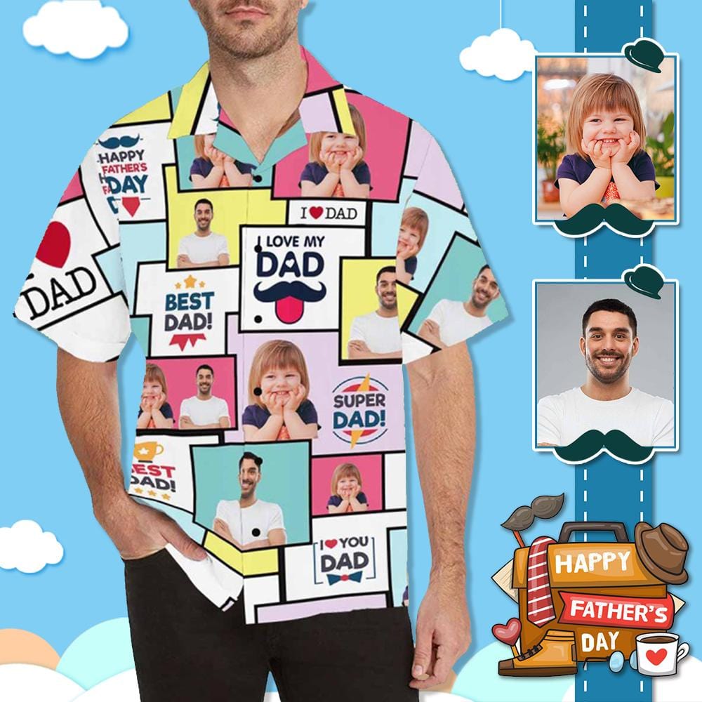 Custom Custom Face Best Love To Dad Men's All Over Print Hawaiian Shirt - YesCustom