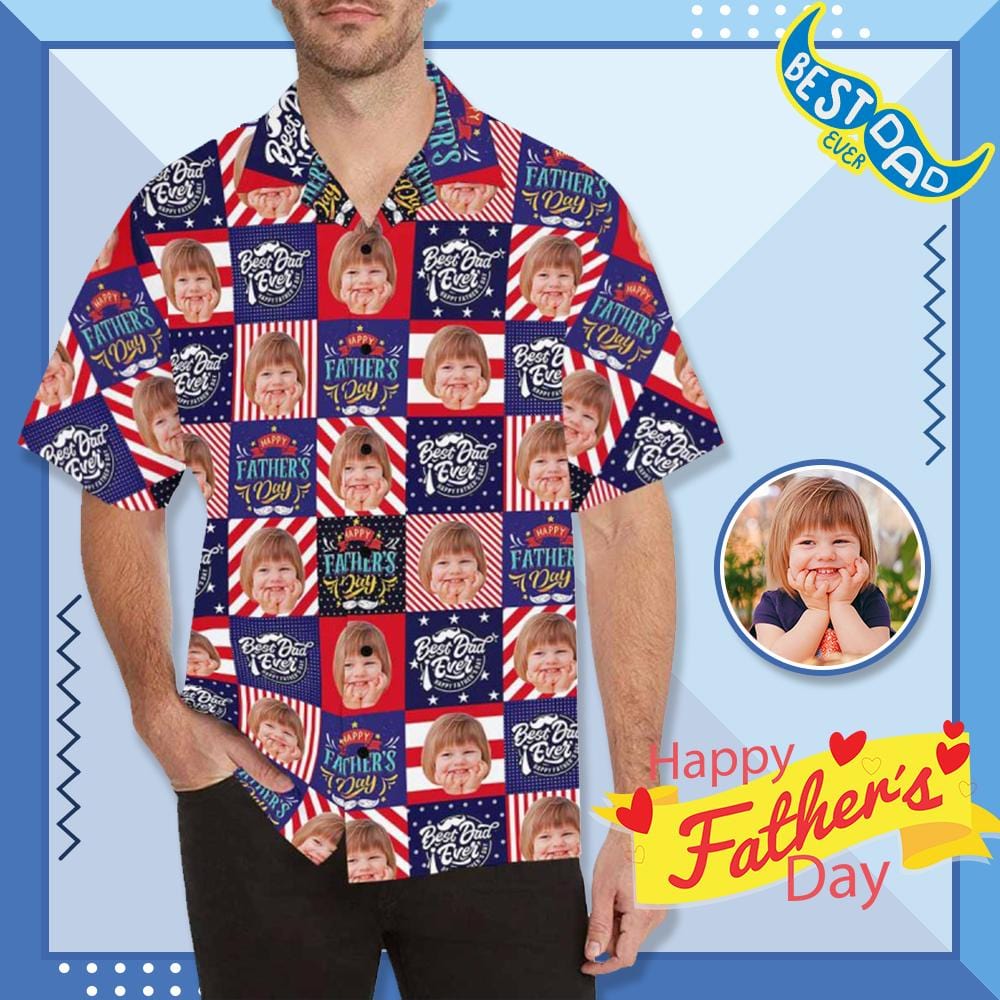 Custom Custom Face Best Wish For Dad Men's All Over Print Hawaiian Shirt - YesCustom