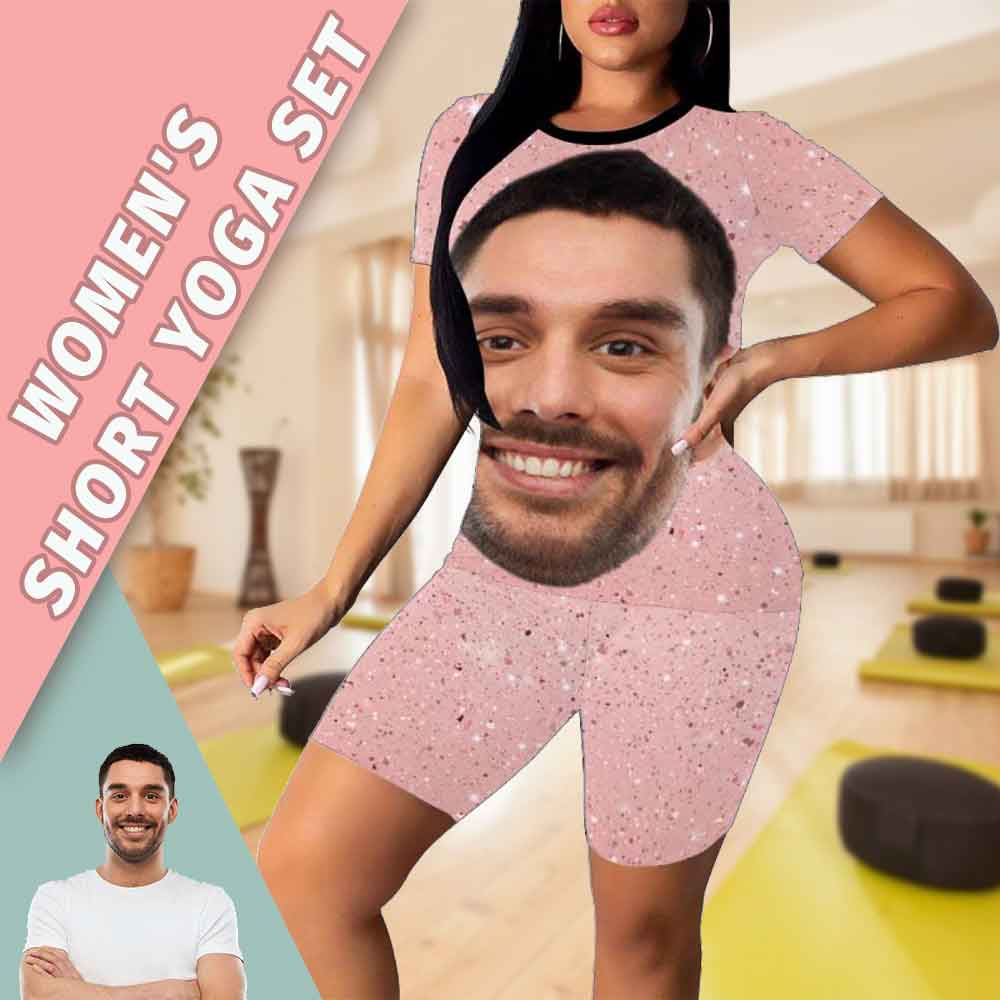 Custom Custom Face Big Head Women's Short Yoga Set - YesCustom