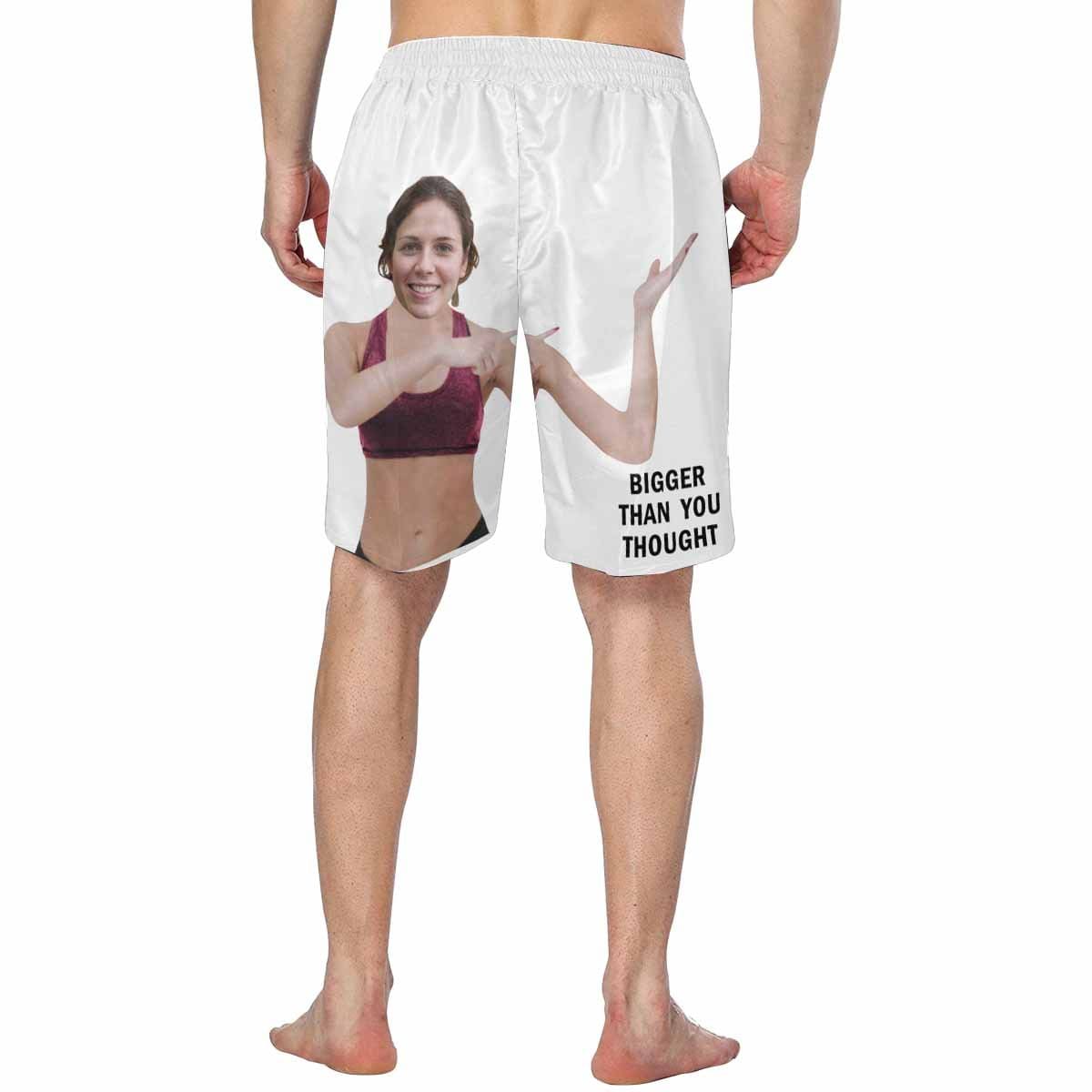 Custom Custom Face Bigger Than You Personalized Photo Men's Elastic Beach Short - YesCustom