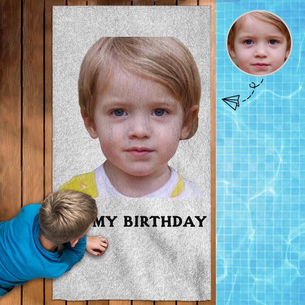 Custom Custom Face Birthday Bath Towel 30"x56" Beach Towel Kids Towel Pool Towel Camp Towel - YesCustom