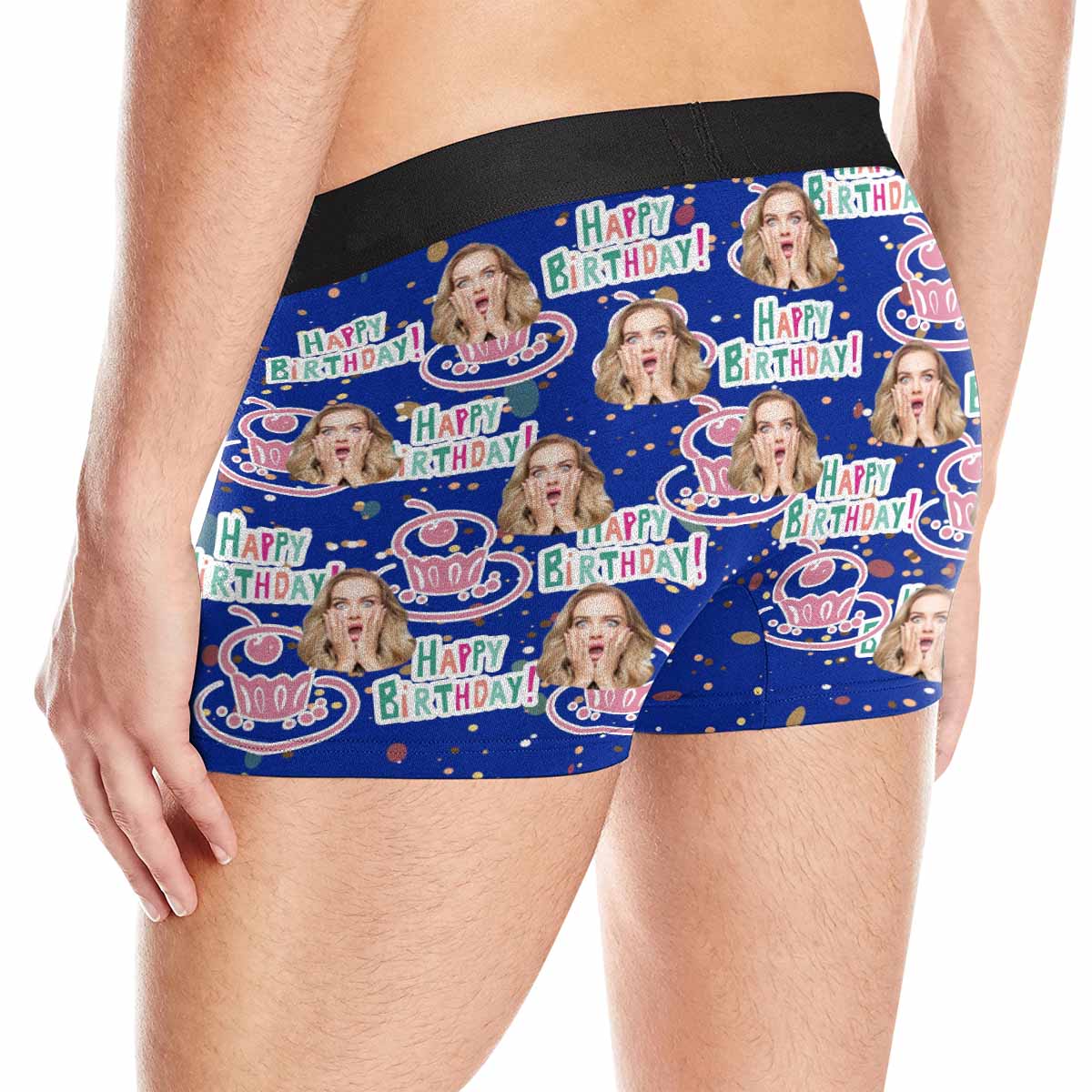 Custom Custom Face Birthday Blue Men's All-Over Print Boxer Briefs Put Your Face on These Comfortable Boxer Underwear - YesCustom