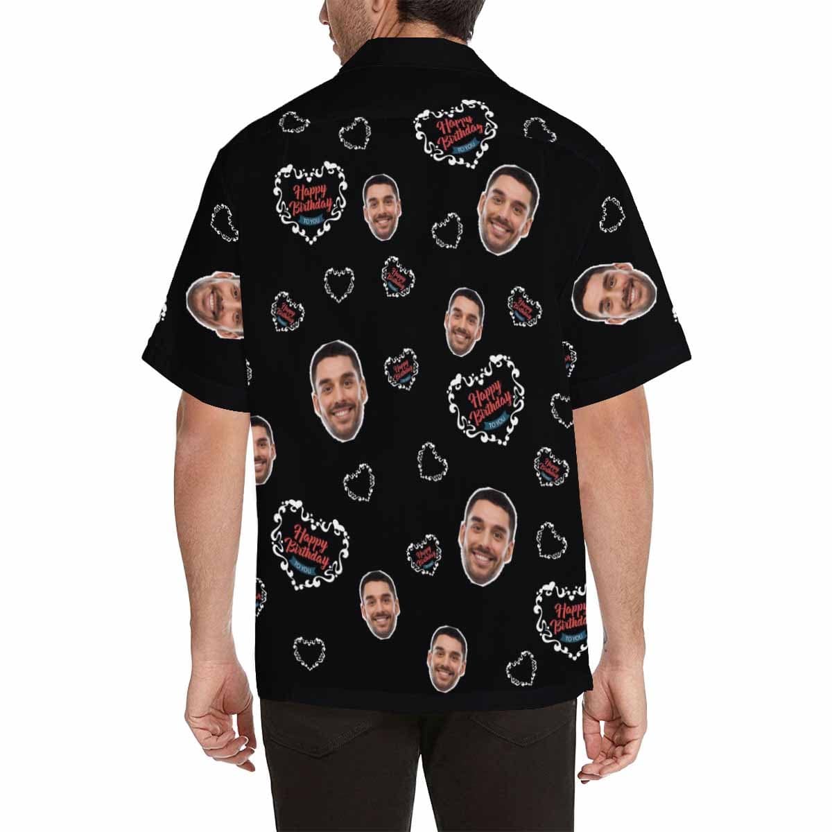 Custom Custom Face Birthday Hearts Men's All Over Print Hawaiian Shirt - YesCustom