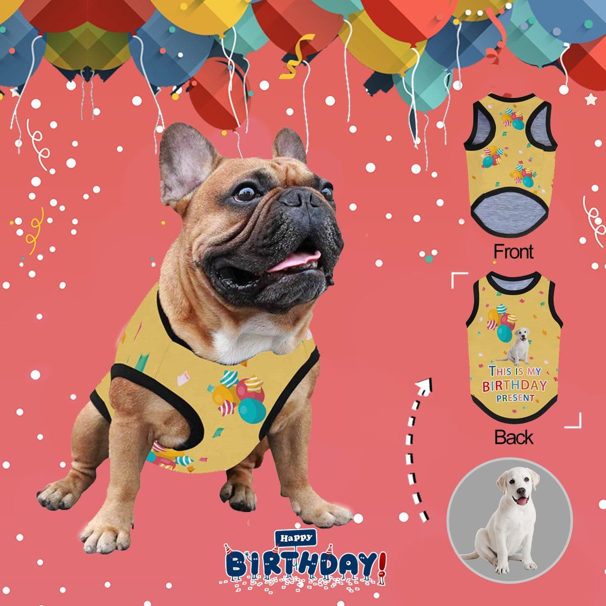 Custom Custom Face Birthday Present All Over Print Pet Tank Top Personalized Dog T Shirt Pet Clothing With Your Photo - YesCustom