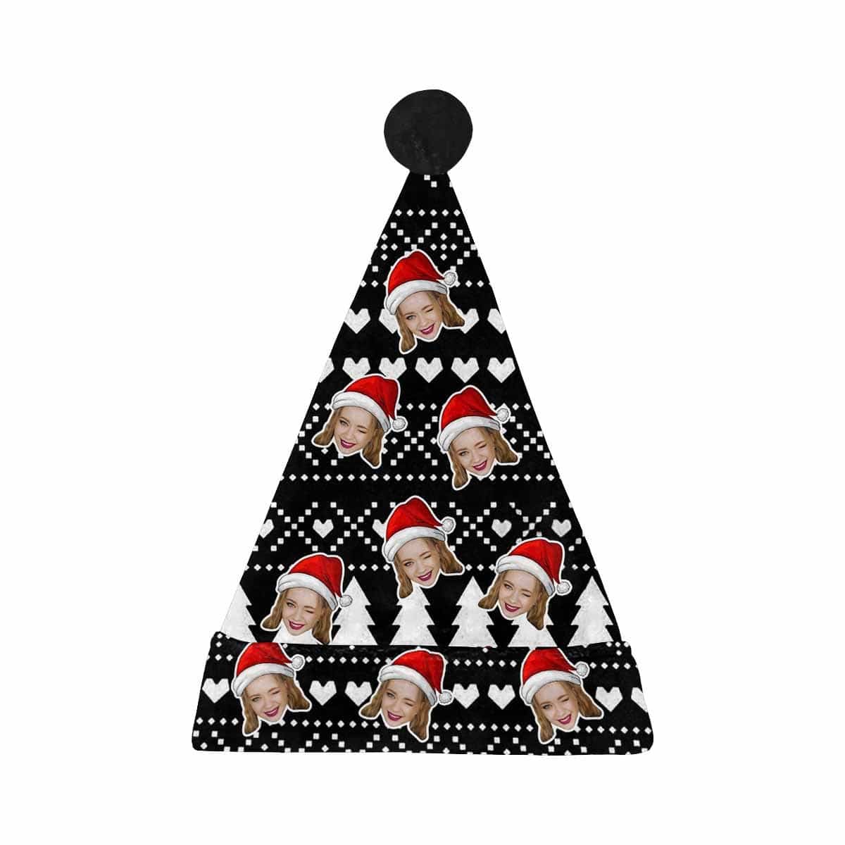 Custom Custom Face Black Christmas Tree Santa Hat - YesCustom