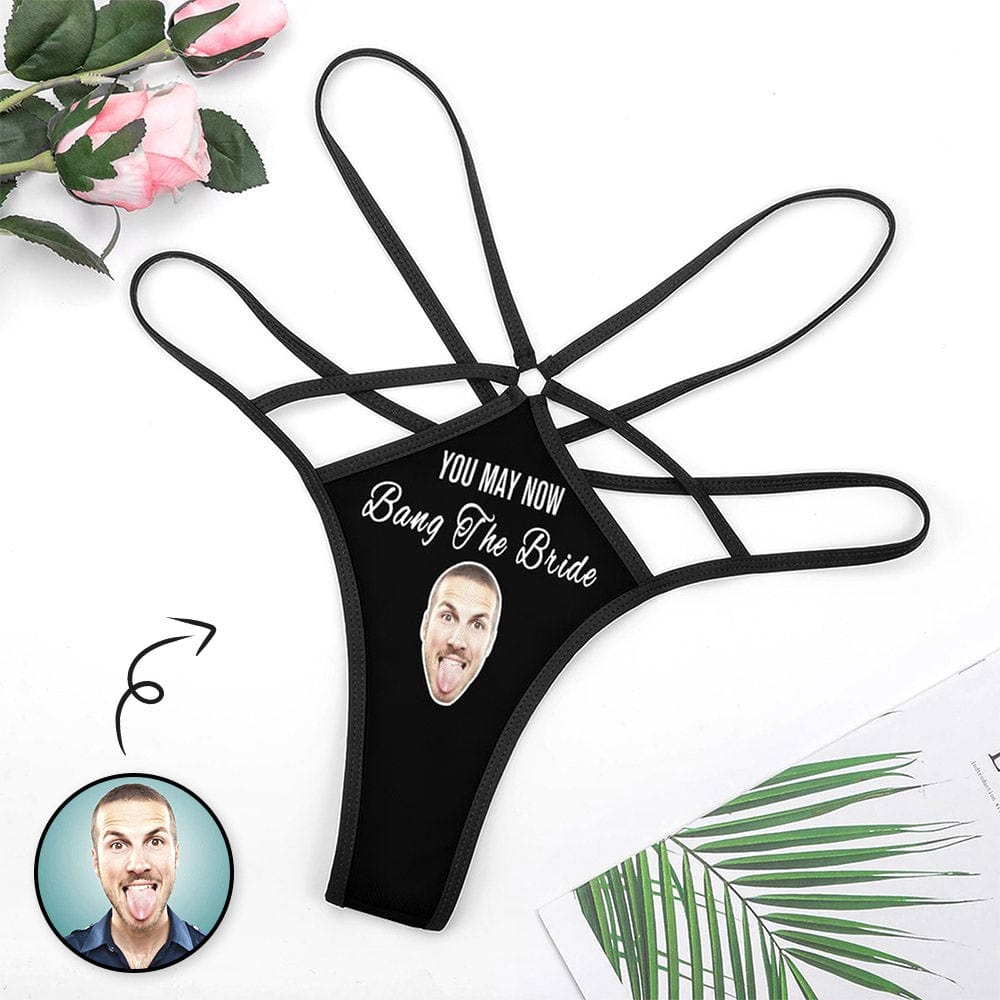 Custom Custom Face Black Sexy Thongs T-Back Underwear for Women Personalized Women's G-String Panties - YesCustom