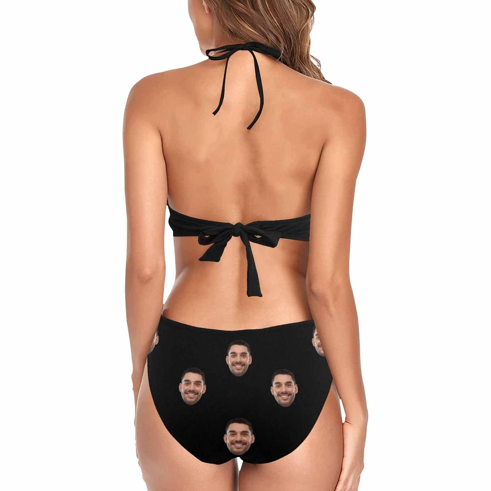 Custom Custom Face Black Women's Fringe One Piece Swimsuit Personalized Bathing Suit for Her - YesCustom