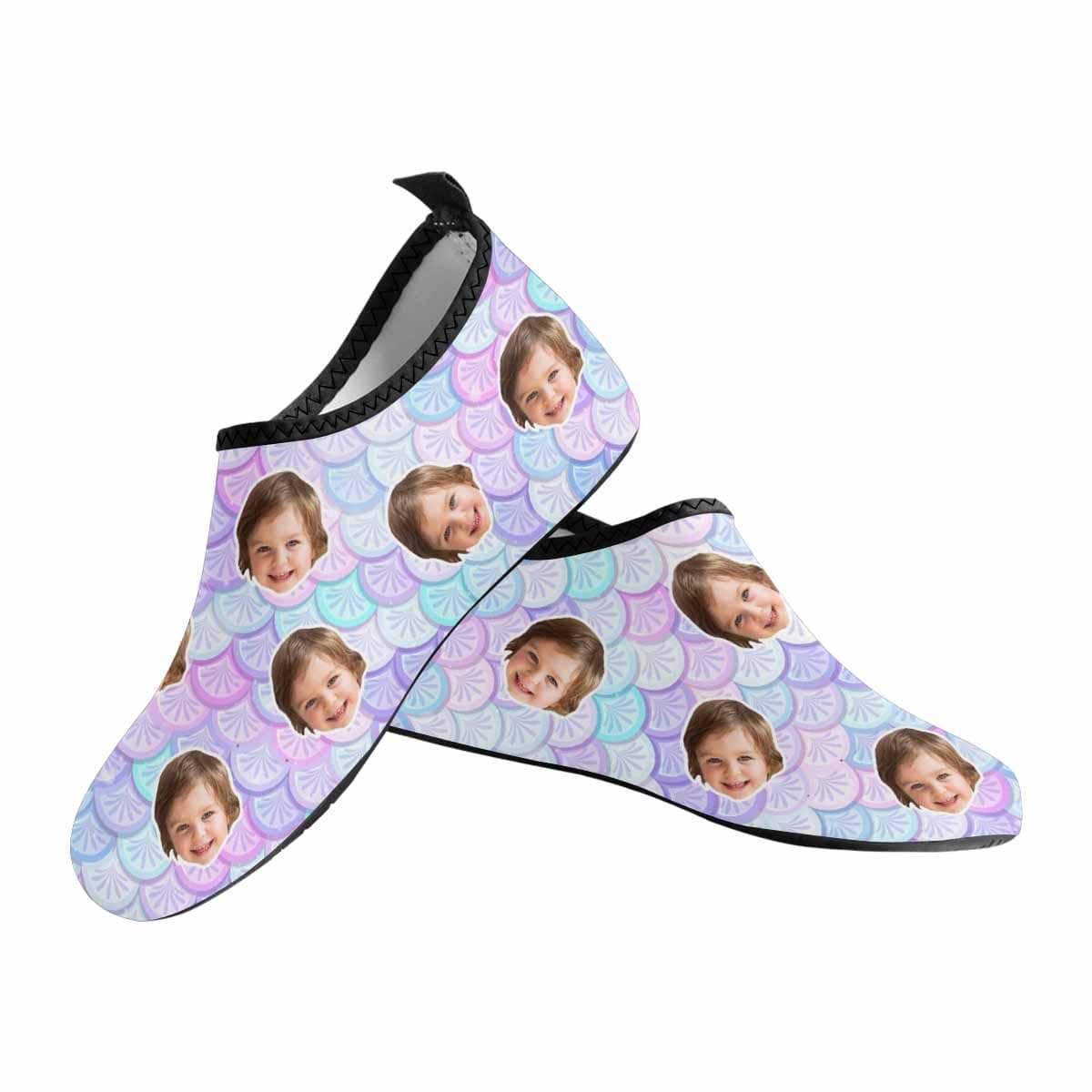 Custom Custom Face Bling Bling Kids Diving Shoes Slip-on for sport Quick-Dry Beach Swimming Shoes Aqua Shoes Barefoot Shoes Outdoor Water Shoes - YesCustom