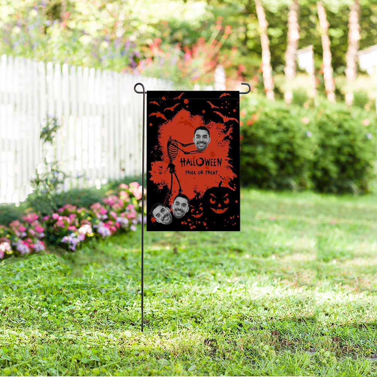 Custom Custom Face Blood Halloween Garden Flag - YesCustom