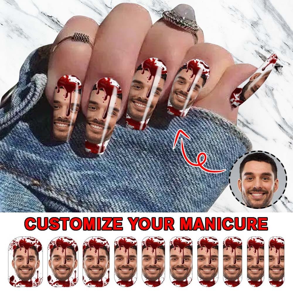 Custom Custom Face Blood Nail Stickers 5pcs Personalized Nail Stickers for Halloween - YesCustom