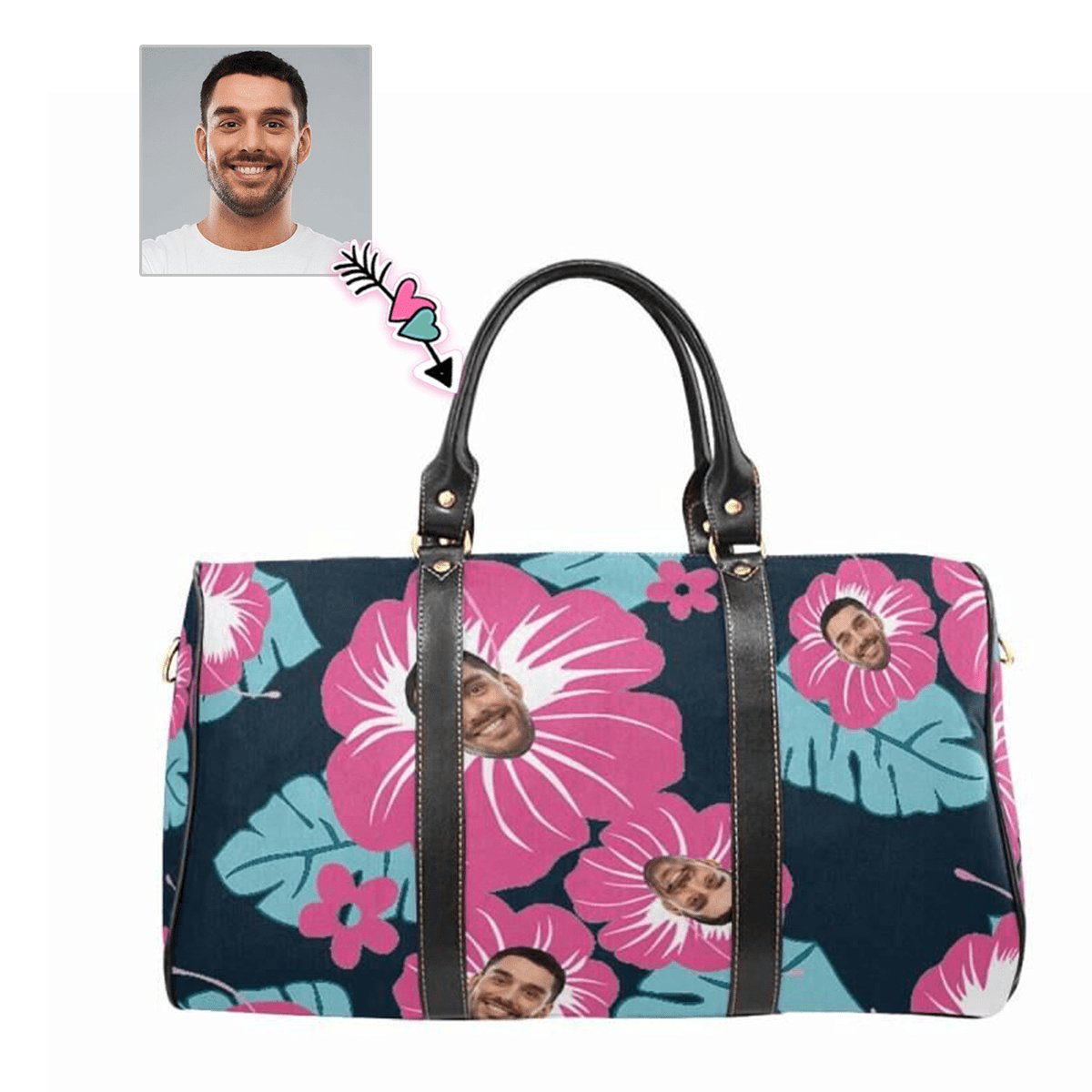 Custom Custom Face Blooming Flowers Travel Bag - YesCustom