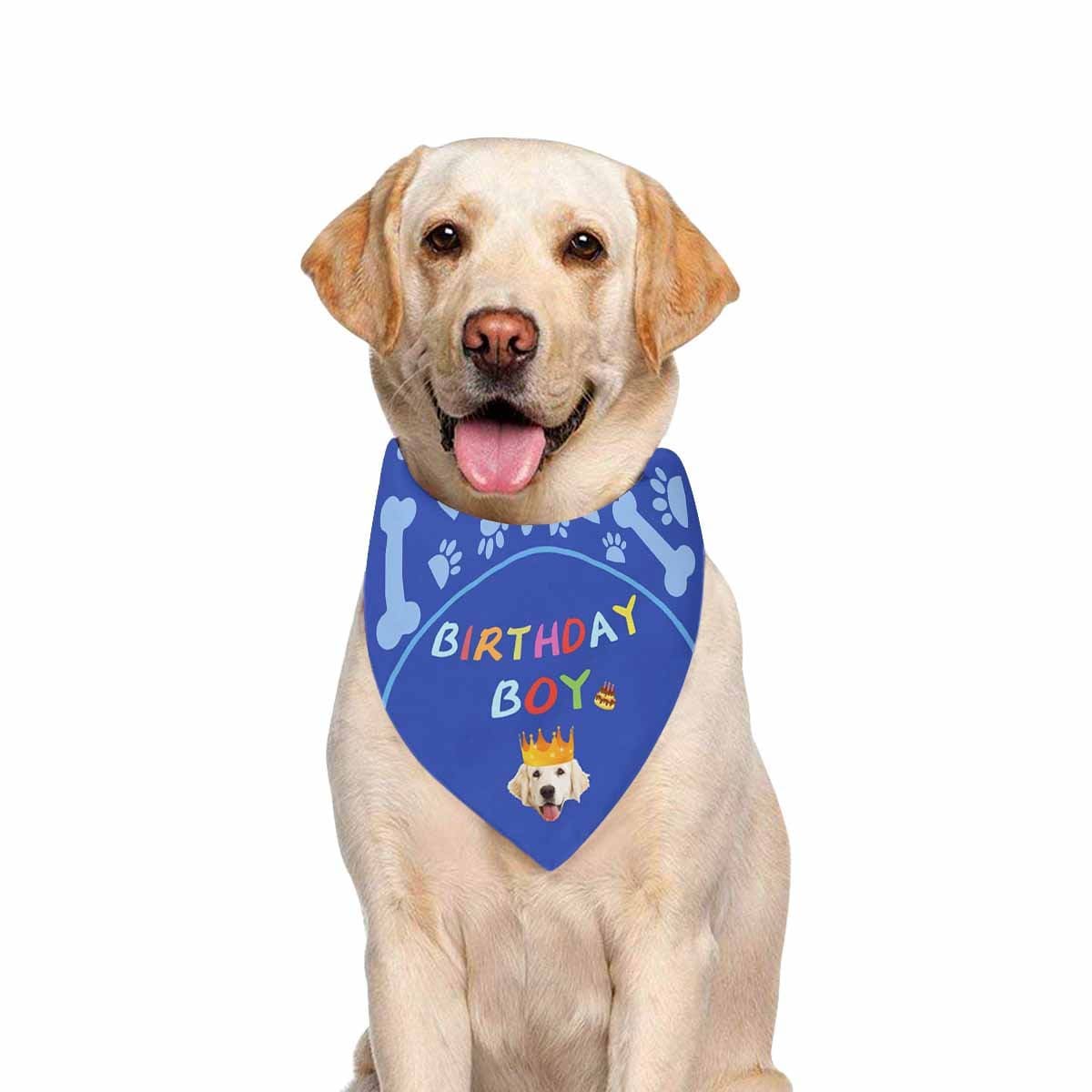 Custom Custom Face Blue Bone Birthday Pet Bandana - YesCustom
