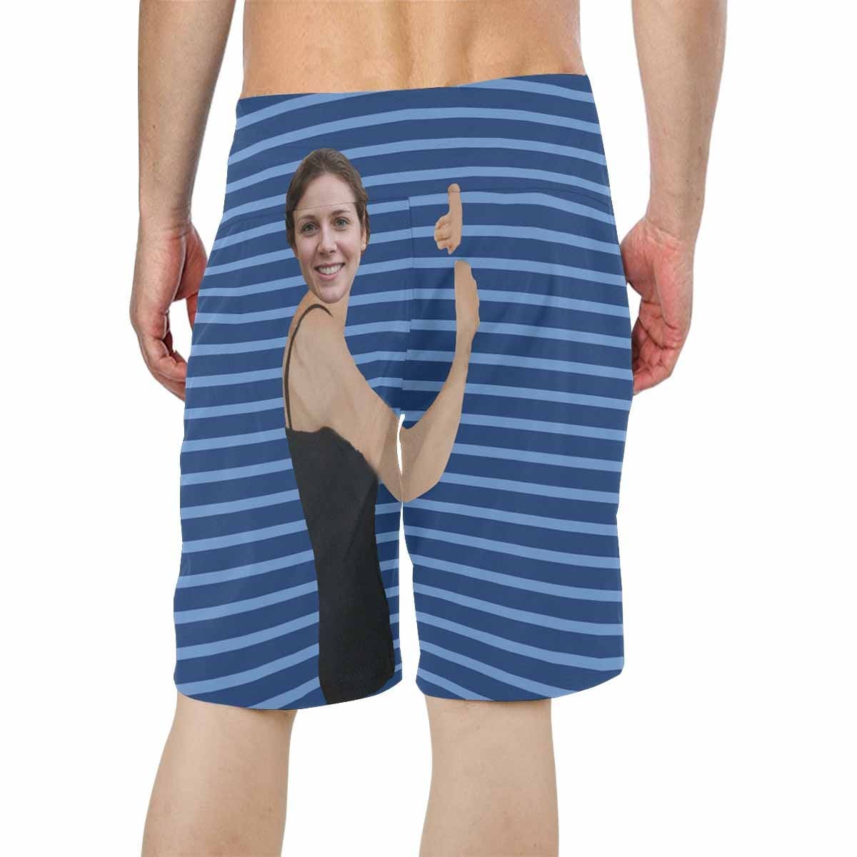 Custom Custom Face Blue Hug Men's All Over Print Beach Shorts - YesCustom