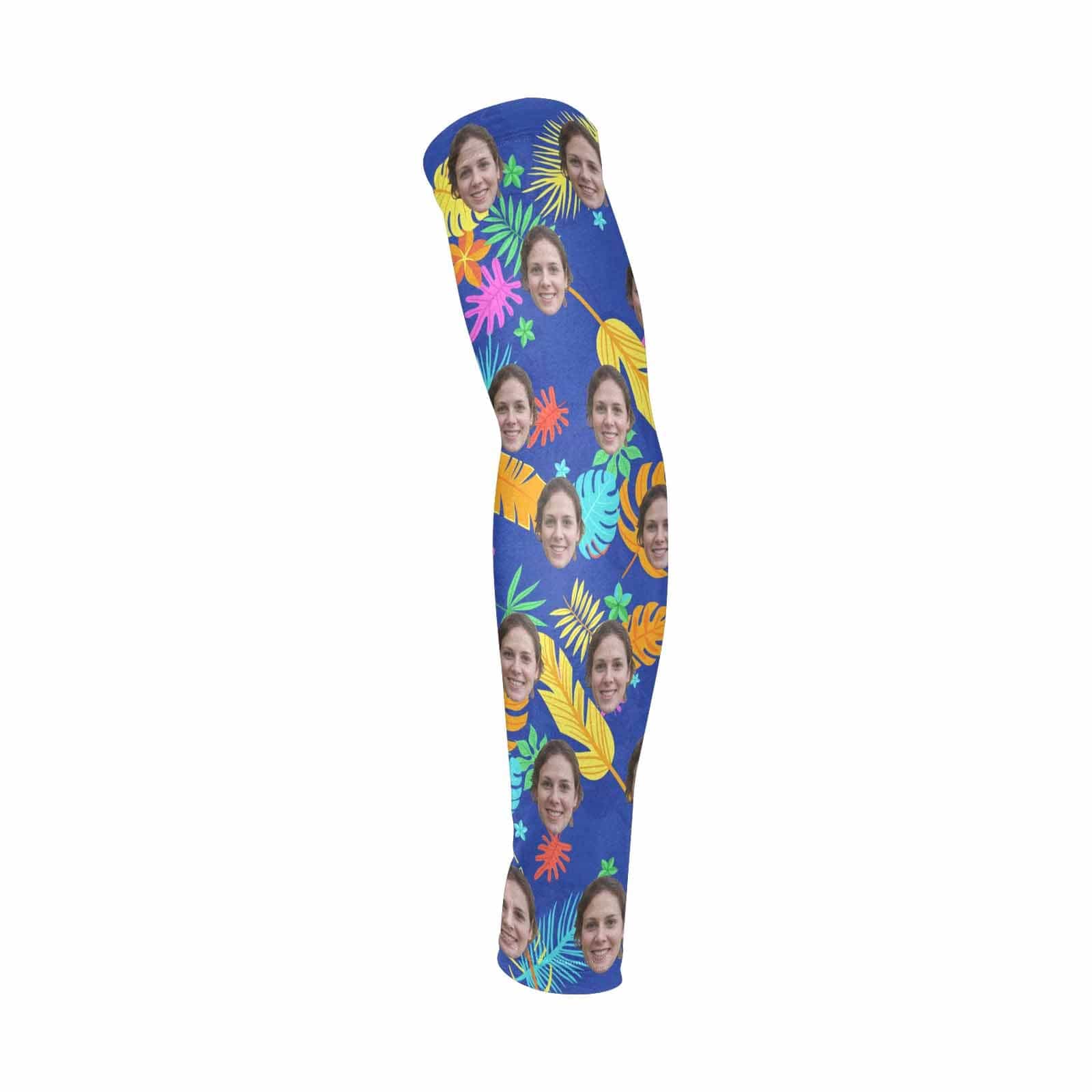 Custom Custom Face Blue Ice Silk Sun Protection Arm Sleeves - YesCustom