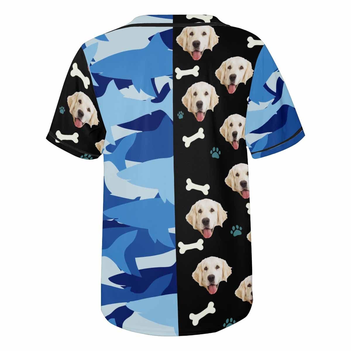Custom Custom Face Blue Leopard Dog Men's All Over Print Baseball Jersey - YesCustom