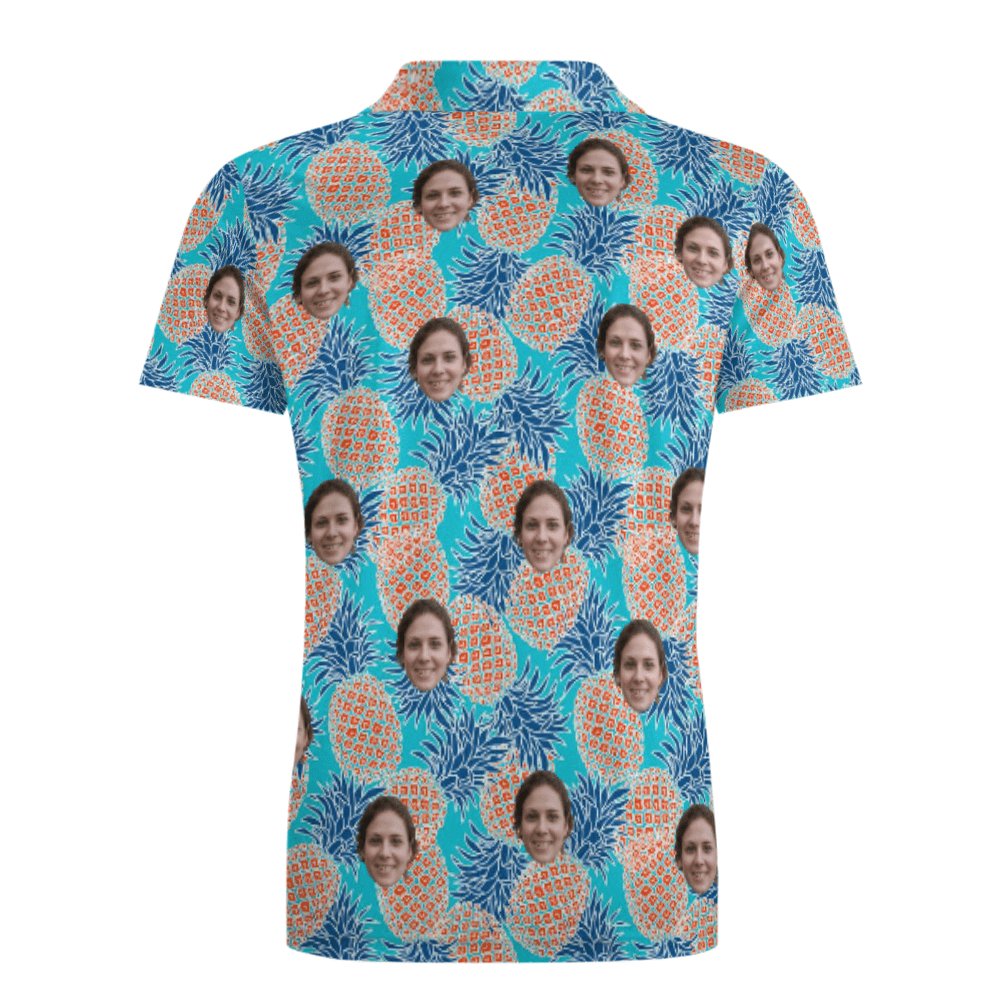 Custom Custom Face Blue Pineapple Polo Shirts for Men's Summer Shirts Personalized Golf Shirt Design Your Own Polo Shirts for Him - YesCustom