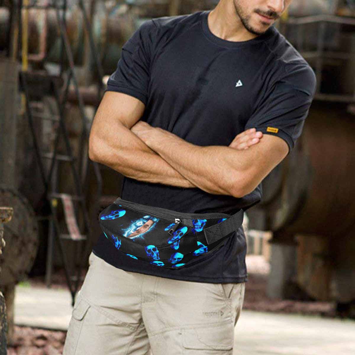 Custom Custom Face Blue Skull Waist Bag - YesCustom