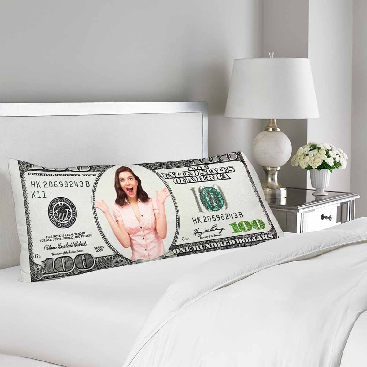 Custom Custom Face Body Pillow Case Print Funny Money Body Pillow Cover with Own Picture 20"x54" - YesCustom