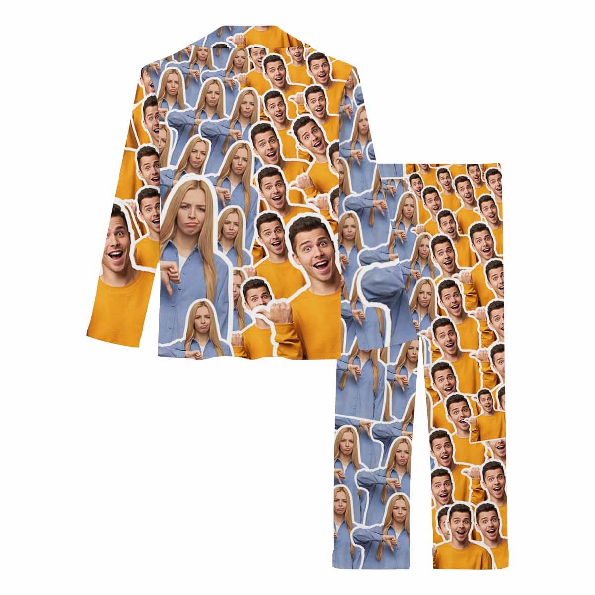 Custom Custom Face Both Boy/Girlfriend Sleepwear Personalized Women's Slumber Party Long Pajama Set - YesCustom