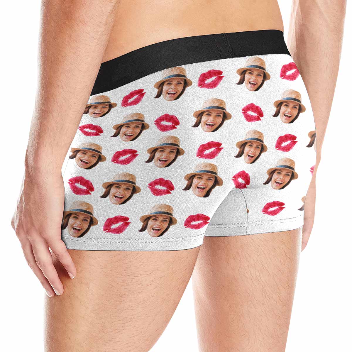 Custom Custom Face Boxer Briefs Red Lip Personalized Face Undies for Men Put your Face on Underwear For Valentine's Day Gift - YesCustom