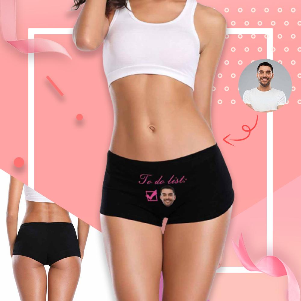 Custom Custom Face Boyfriend Underwear Personalized Women's Boyshort Panties Customized Gift For Her - YesCustom