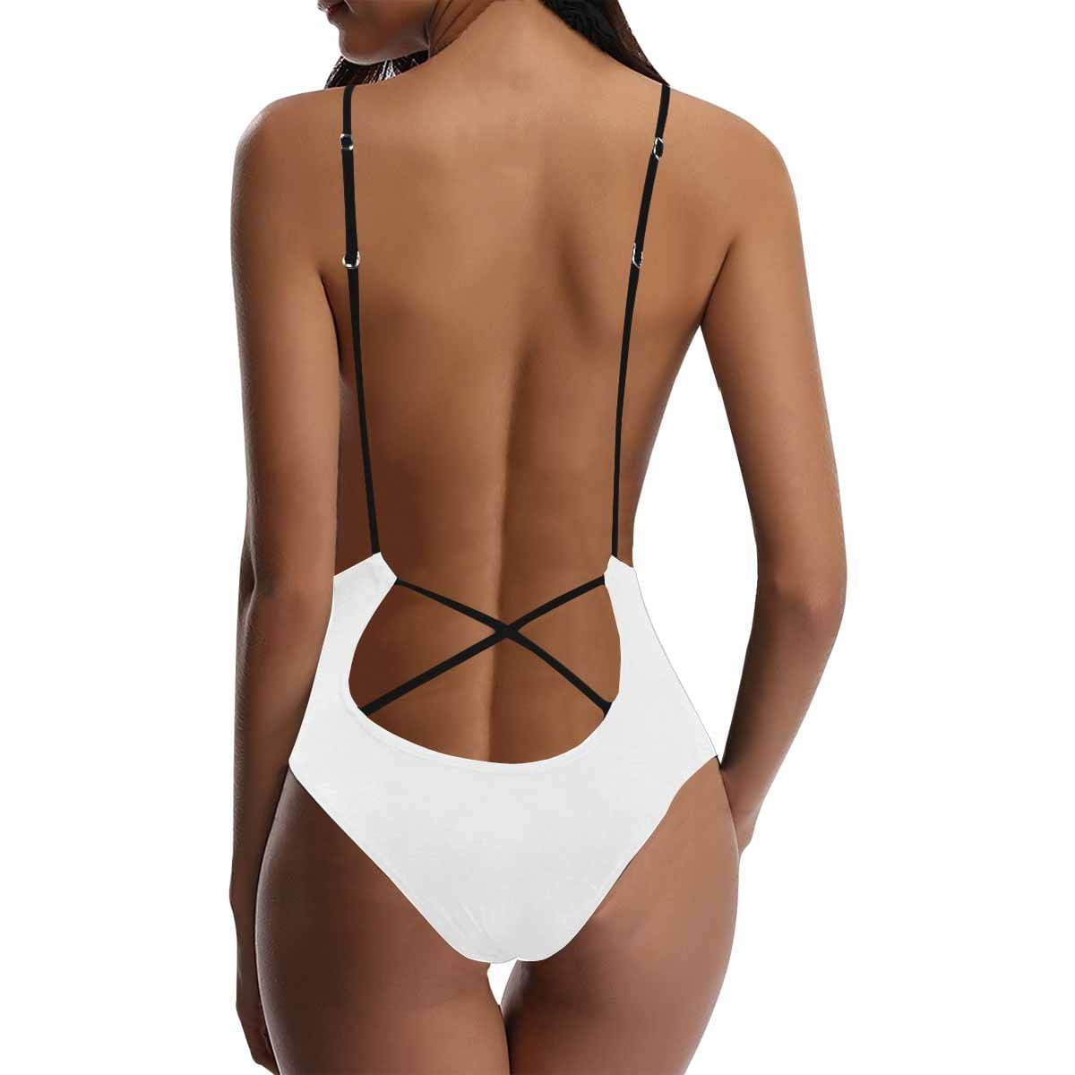Custom Custom Face Bride White Women's Lacing Backless One-Piece Swimsuit - YesCustom