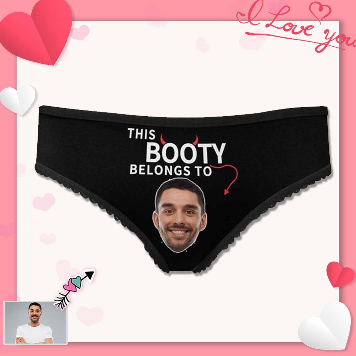 Custom Custom Face Briefs Personalized Booty Belongs to You Panties Underwear with Photo Women's High-cut Briefs - YesCustom