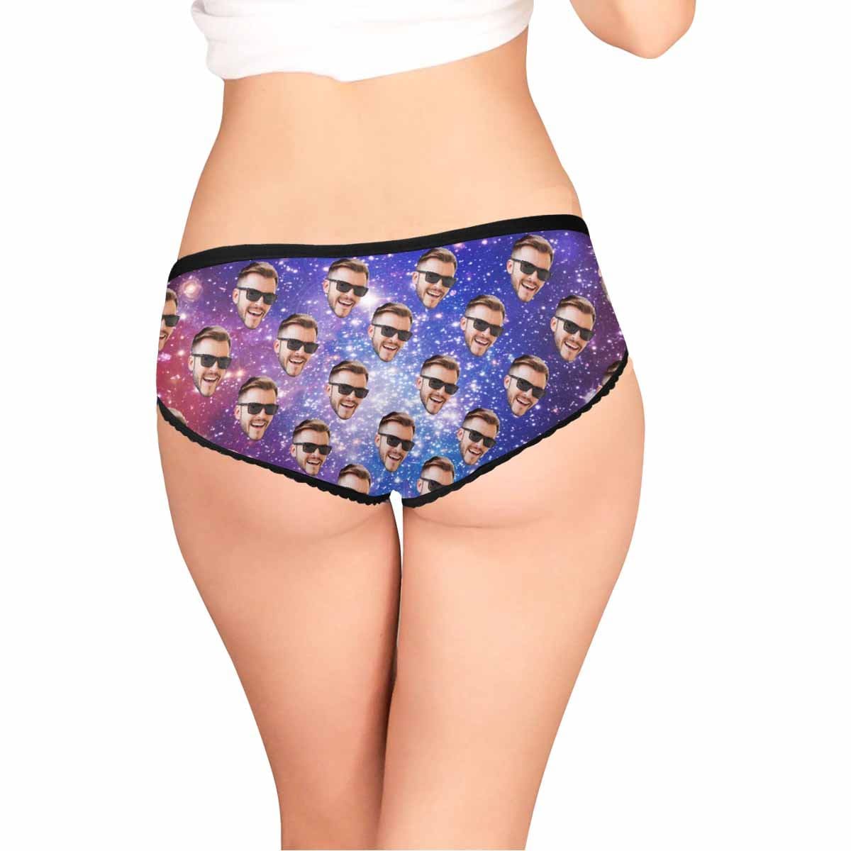 Custom Custom Face Briefs Personalized Galaxy Panties Underwear with Photo Women's High-cut Briefs Valentine's Gift for Girlfriend or Wife - YesCustom