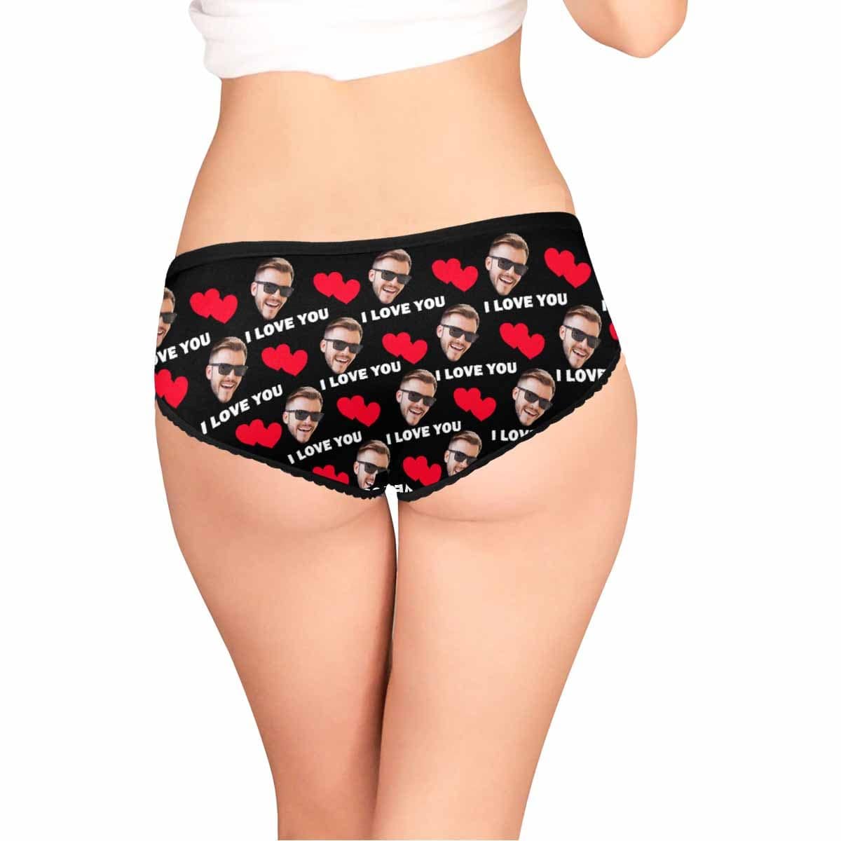 Custom Custom Face Briefs Personalized Love Heart Panties Underwear with Photo Women's High-cut Briefs Valentine Gift for Her - YesCustom