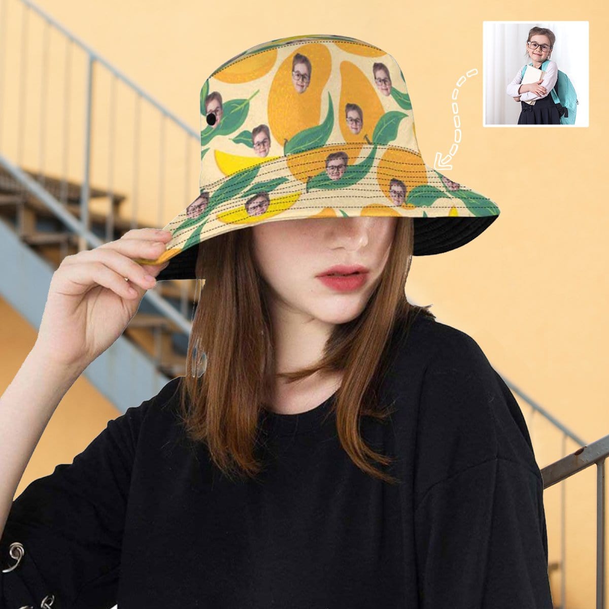 Custom Custom Face Brightly Fruit Print Unisex Bucket Boonie Hat - YesCustom