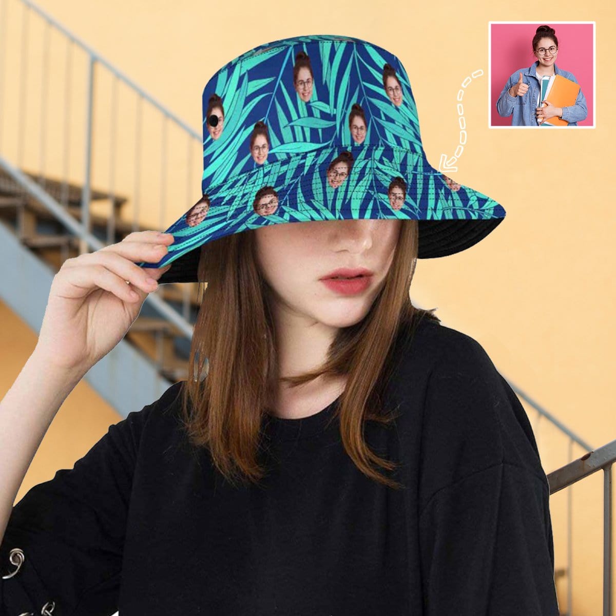 Custom Custom Face Brightly Green Unisex Bucket Boonie Hat - YesCustom