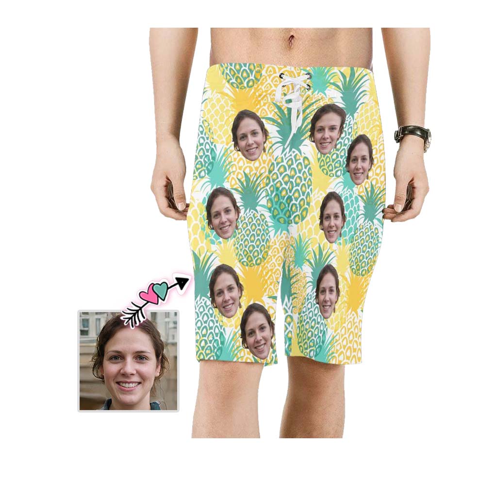 Custom Custom Face Bromeliad Men's Beach Shorts - YesCustom