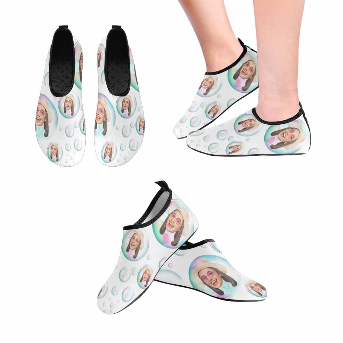 Custom Custom Face Bubble Women's Barefoot Slip-on for sport Quick-Dry Aqua Shoes - YesCustom