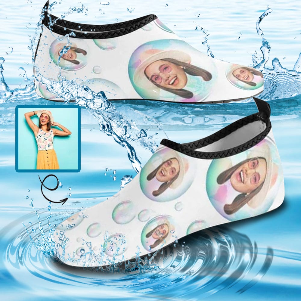 Custom Custom Face Bubble Women's Barefoot Slip-on for sport Quick-Dry Aqua Shoes - YesCustom