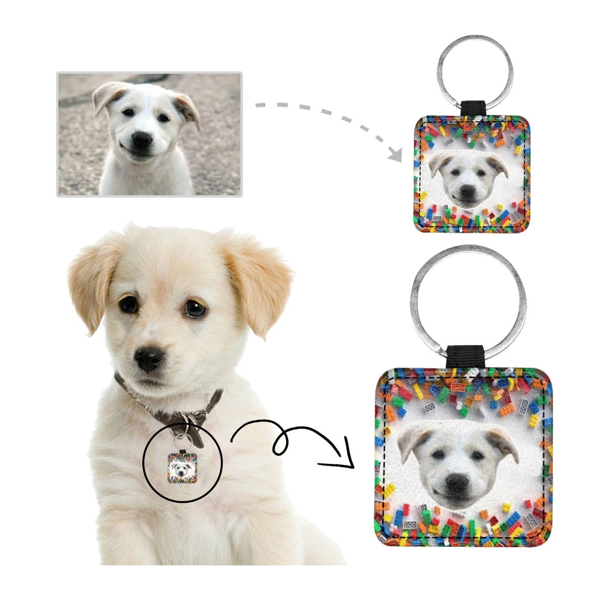 Custom Custom Face Building Blocks Square Pet ID Tag - YesCustom