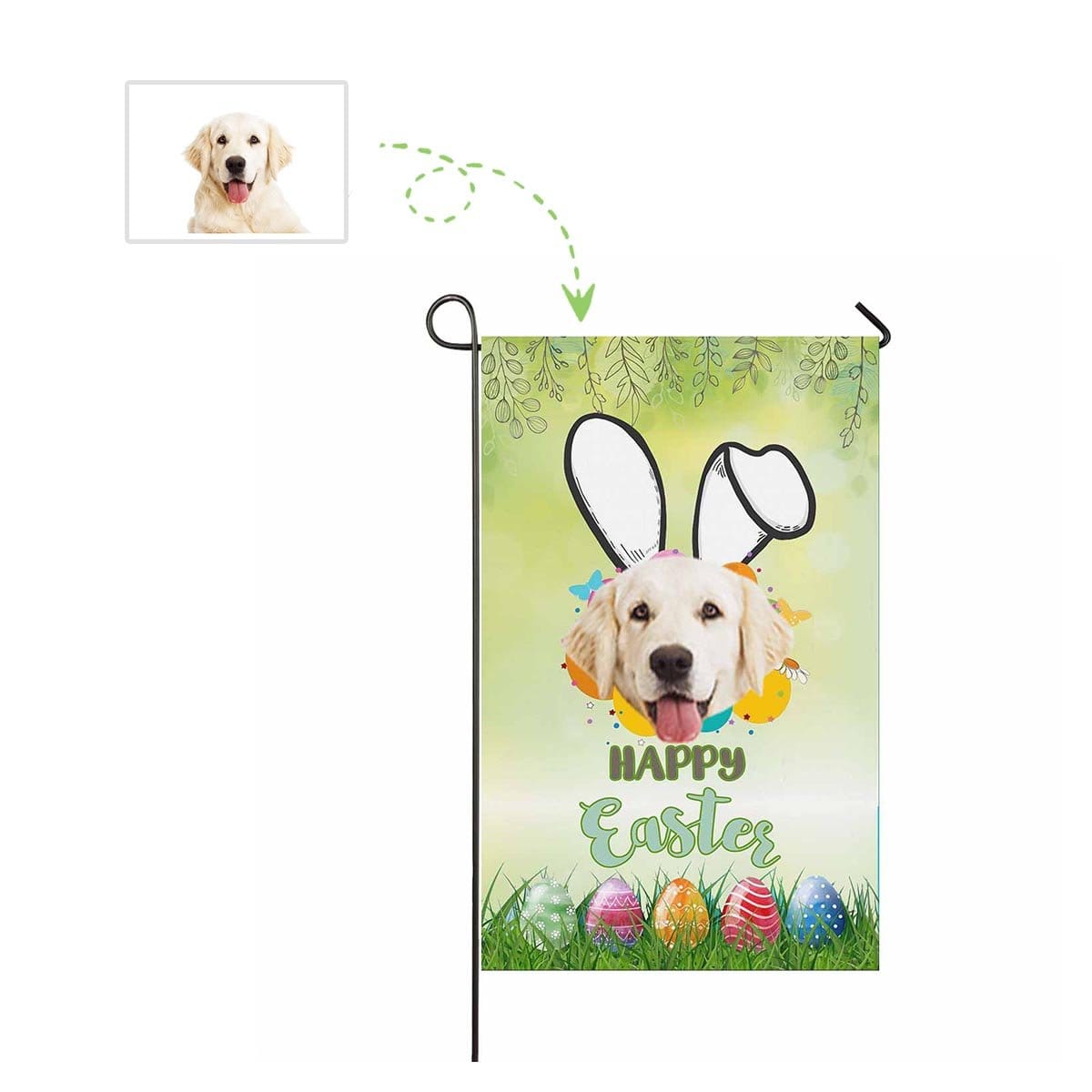 Custom Custom Face Bunny Ears Garden Flag - YesCustom
