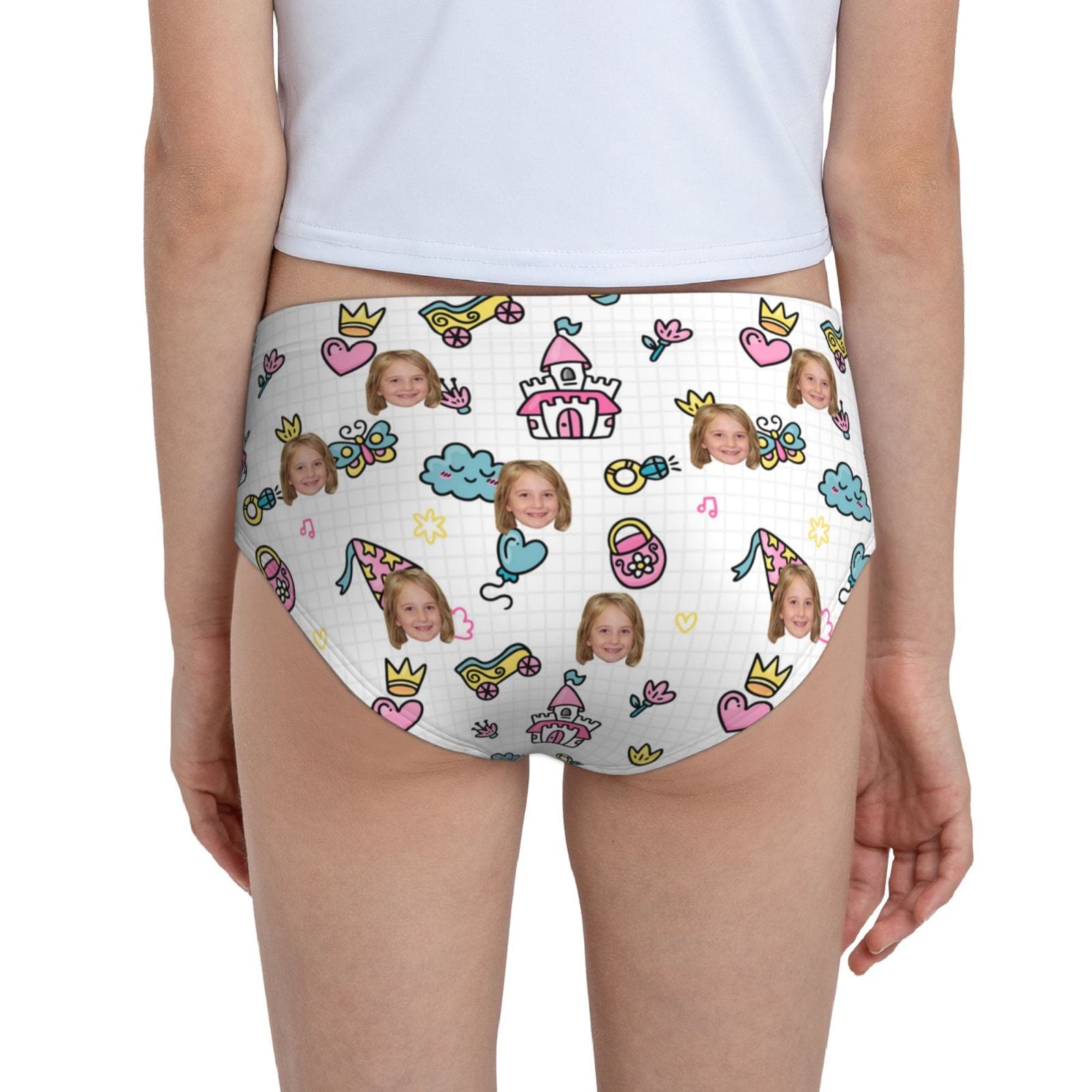 Custom Custom Face Butterfly Castle Girl's Underwear Cotton Brief Panties - YesCustom