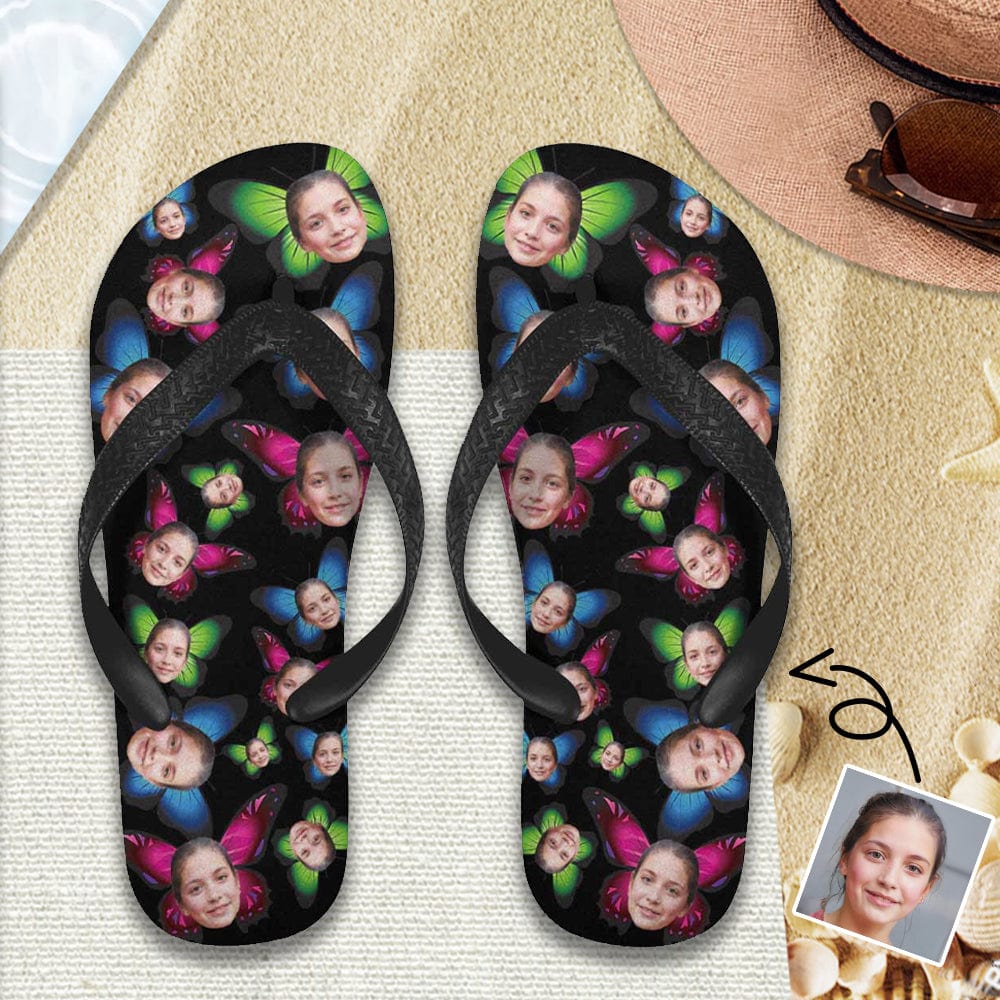 Custom Custom Face Butterfly Flip Flops For Both Man And Woman Funny Gift For Vacation,Wedding Ideas For Guests - YesCustom