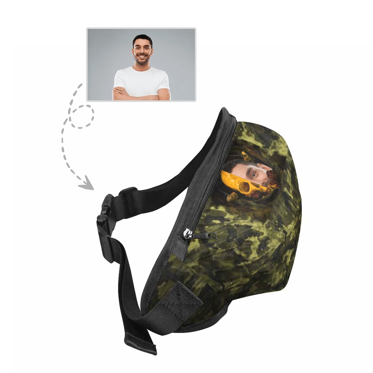 Custom Custom Face Camo Skull Waist Bag - YesCustom