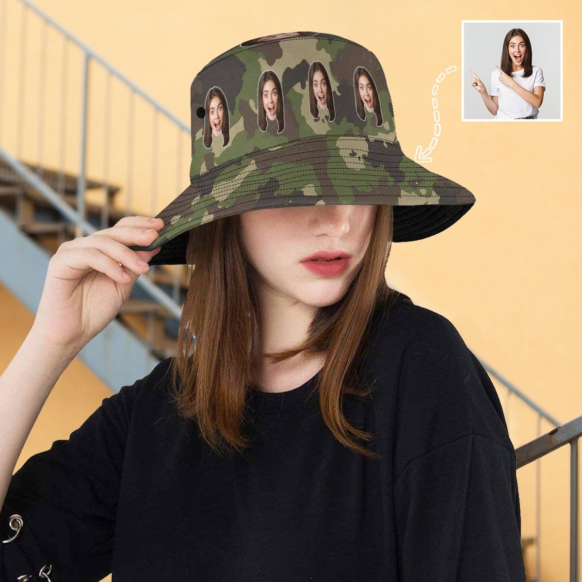 Custom Custom Face Camouflage Unisex Bucket Boonie Hat - YesCustom