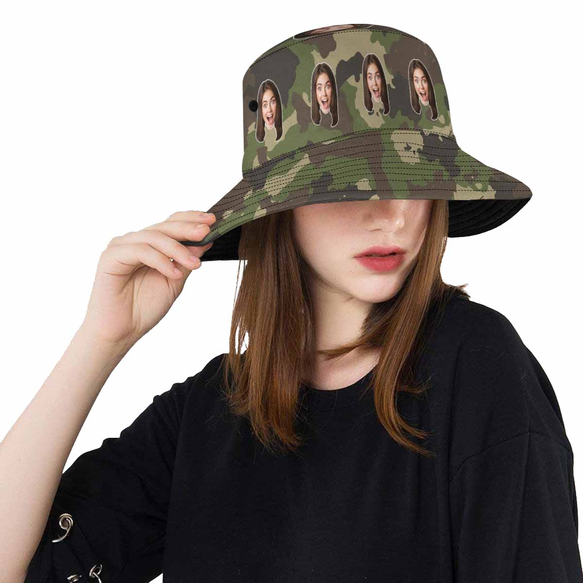 Custom Custom Face Camouflage Unisex Bucket Boonie Hat - YesCustom
