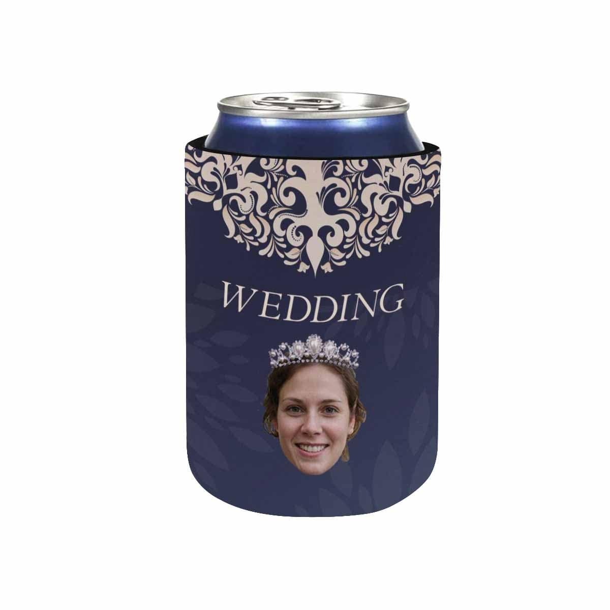 Custom Custom Face Can Cooler Blue Wedding Koozies Personalized Neoprene Can Cooler Reusable DIY Cooler for Parties Weddings Events - YesCustom