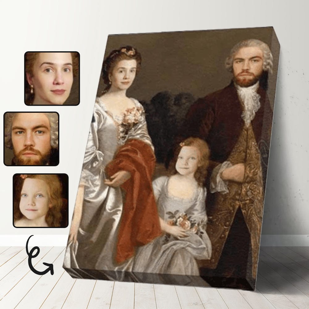 Custom Custom Face Canvas Print Frame Design Historical Portraiture Personalized Family Portrait Canvas Printing 8" x12" - YesCustom