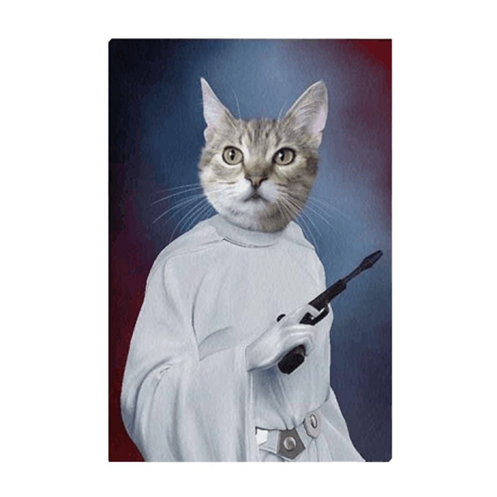 Custom Custom Face Canvas Print Frame Design Pistol Cat Personalized Pet Portrait Canvas Printing - YesCustom