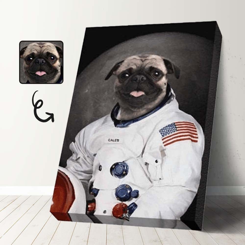 Custom Custom Face Canvas Print Frame Design Pistol Dog Astronaut Personalized Pet Portrait Canvas Printing - YesCustom