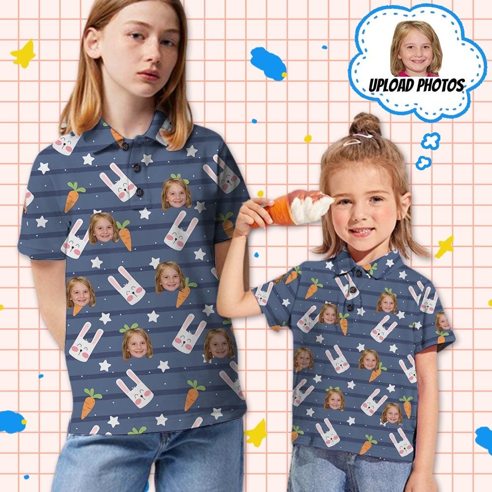 Custom Custom Face Carrot Rabbit Girls' Polo Shirt - YesCustom